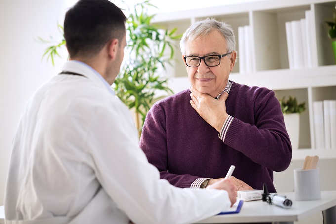 consultation of a sick old man with the doctor